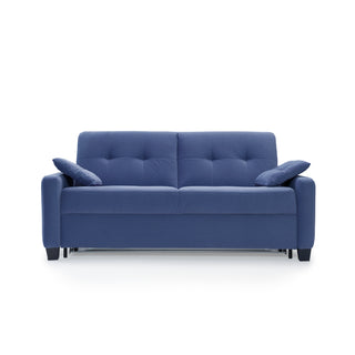 Sofa AURA 2 osobowa z funkcją spania codziennego stelaż włoski z materacem 120 cm na drewnianych nóżkach