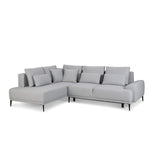 Narożnik GOLF rozkładany z pojemnikiem, dekoracyjnymi poduszkami na wysokich nóżkach