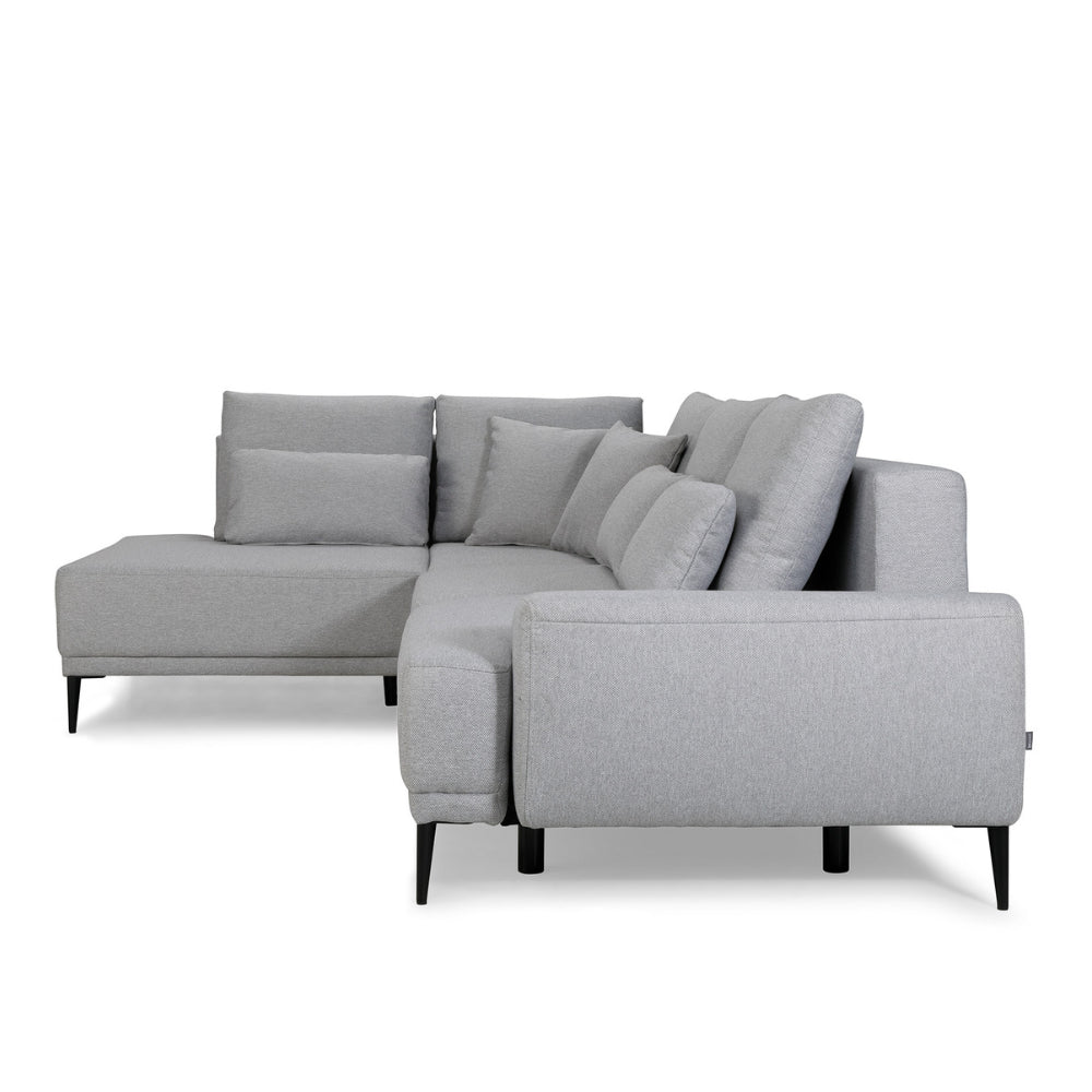 Narożnik GOLF rozkładany z pojemnikiem, dekoracyjnymi poduszkami na wysokich nóżkach