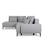 Narożnik GOLF rozkładany z pojemnikiem, dekoracyjnymi poduszkami na wysokich nóżkach