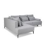 Narożnik GOLF rozkładany z pojemnikiem, dekoracyjnymi poduszkami na wysokich nóżkach