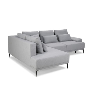 Narożnik GOLF rozkładany z pojemnikiem, dekoracyjnymi poduszkami na wysokich nóżkach