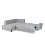 Narożnik GOLF rozkładany z pojemnikiem, dekoracyjnymi poduszkami na wysokich nóżkach