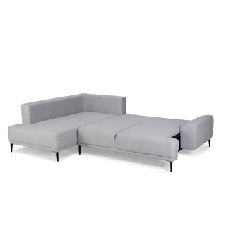 Narożnik GOLF rozkładany z pojemnikiem, dekoracyjnymi poduszkami na wysokich nóżkach