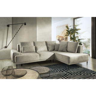 GOLF corner sofa with a storage compartment, decorative pillows and high legs