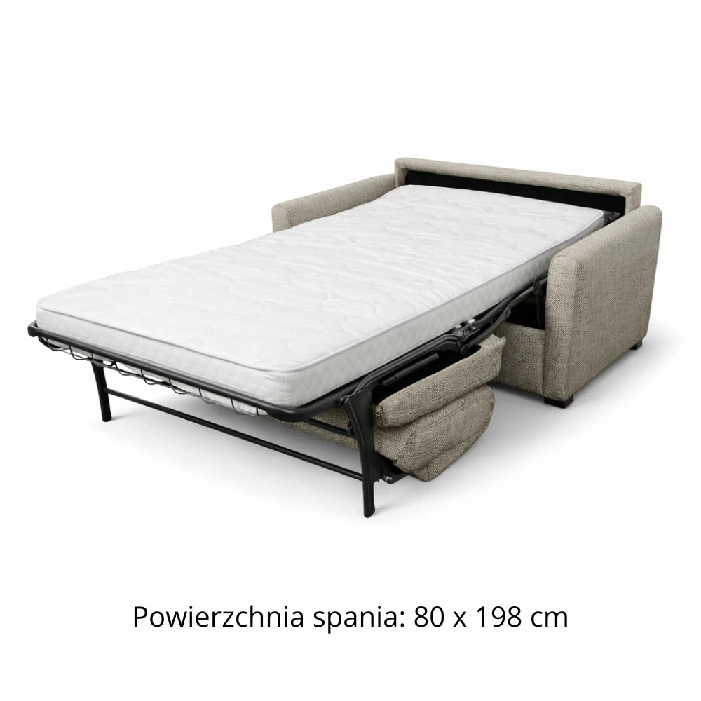 Fotel RADIUS z funkcją spania codziennego stelaż włoski z materacem 80 cm