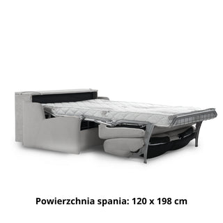 Sofa KIRA bez boków z funkcją spania codziennego stelaż włoski z materacem 120 cm i pojemnikiem
