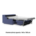 KIRA sofa without sides with daily sleeping function, Italian frame with a 140 cm mattress and a container