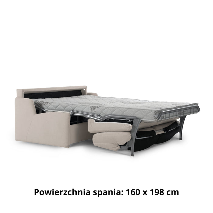 Sofa KIRA bez boków z funkcją spania codziennego stelaż włoski z materacem 160 cm