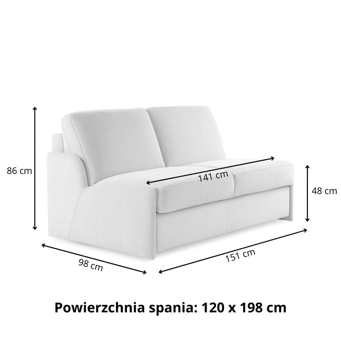 Sofa KIRA bez boków z funkcją spania codziennego stelaż włoski z materacem 120 cm