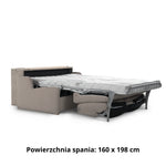 KIRA sofa without sides with daily sleeping function, Italian frame with a 160 cm mattress and a container