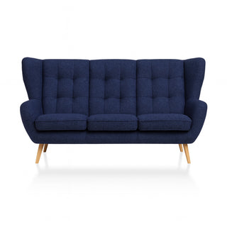 Sofa LAHTI 3-osobowa pikowana na drewnianych nóżkach