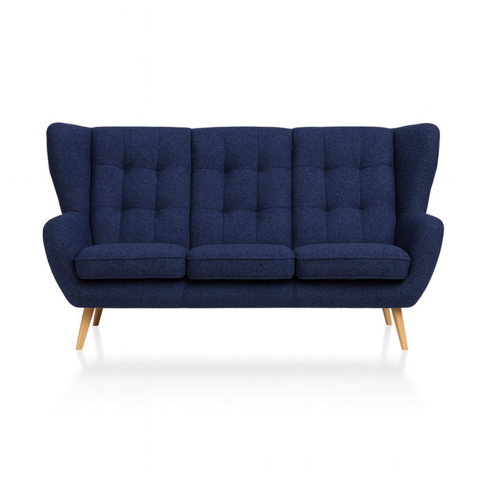 NORDI 3-seater sofa, quilted, on wooden legs