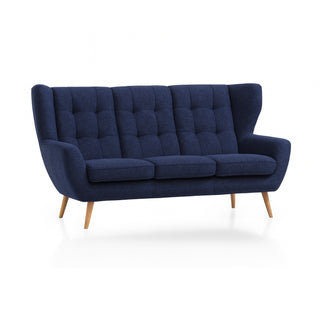 Sofa LAHTI 3-osobowa pikowana na drewnianych nóżkach