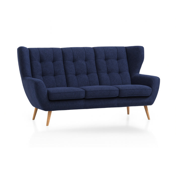 NORDI 3-seater sofa, quilted, on wooden legs