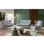 Sofa LAHTI 3-osobowa pikowana na drewnianych nóżkach