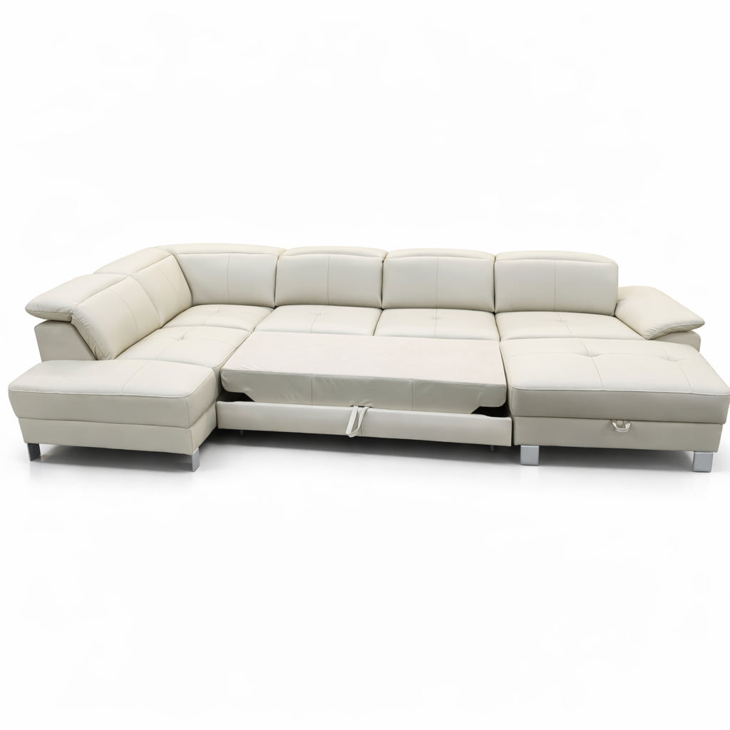 DUE U-shaped extendable corner sofa with adjustable headrests and two containers