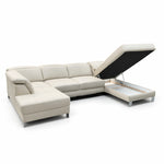 DUE U-shaped extendable corner sofa with adjustable headrests and two containers