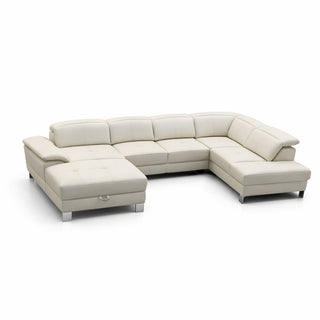 Narożnik U-kształtny skórzany MANTUA rozkładany z regulowanymi zagłówkami i pojemnikiem