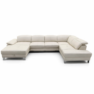 Narożnik U-kształtny skórzany MANTUA rozkładany z regulowanymi zagłówkami i pojemnikiem