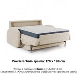 Sofa BELLA 2 osobowa z funkcją spania stelaż włoski z materacem 120 cm