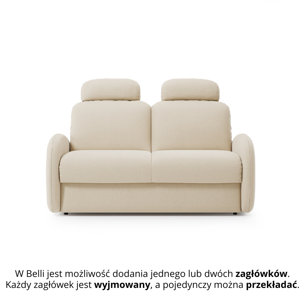 Sofa BELLA 2 osobowa z funkcją spania stelaż włoski z materacem 120 cm