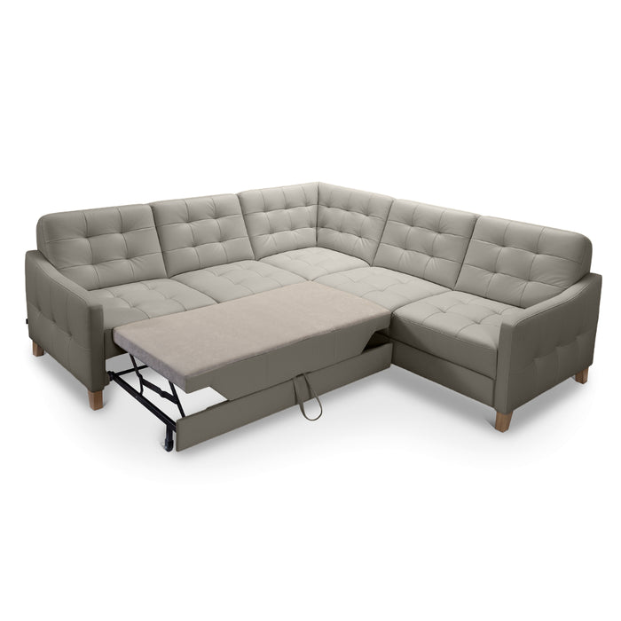 Narożnik MOMO rozkładany z pojemnikiem L-kształtny skórzany