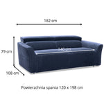 Sofa NOLA 2 osobowa z funkcją spania codziennego stelaż włoski z materacem 120 cm