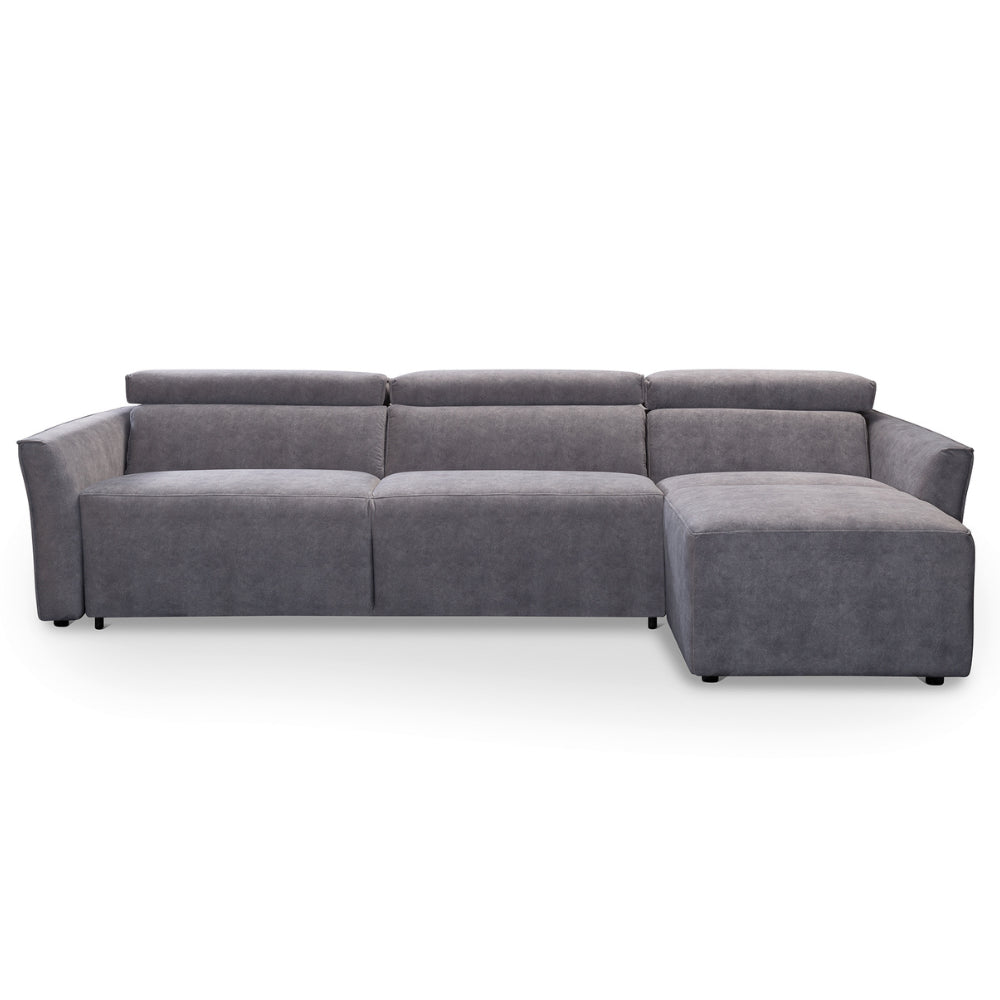 Narożnik NOLA z funkcją spania codziennego stelaż włoski z materacem 140 cm i pojemnikiem na pościel