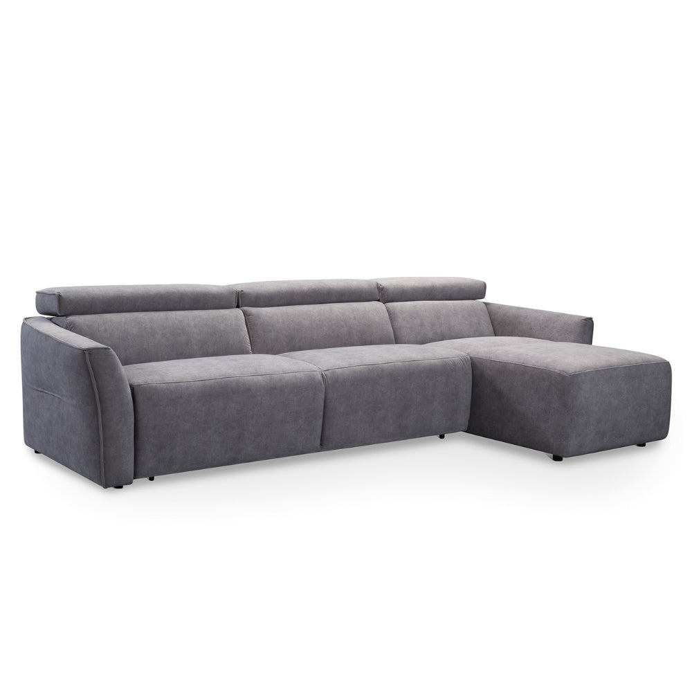 Narożnik NOLA z funkcją spania codziennego stelaż włoski z materacem 140 cm i pojemnikiem na pościel