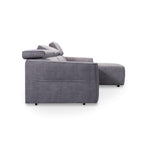 Narożnik NOLA z funkcją spania codziennego stelaż włoski z materacem 140 cm i pojemnikiem na pościel