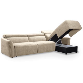 Narożnik NOLA z funkcją spania codziennego stelaż włoski z materacem 160 cm i pojemnikiem na pościel