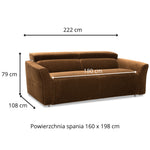 Sofa NOLA 3 osobowa z funkcją spania codziennego stelaż włoski z materacem 160 cm