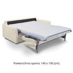Sofa NUNO 2,5 osobowa z funkcją spania codziennego stelaż włoski z materacem 140 cm