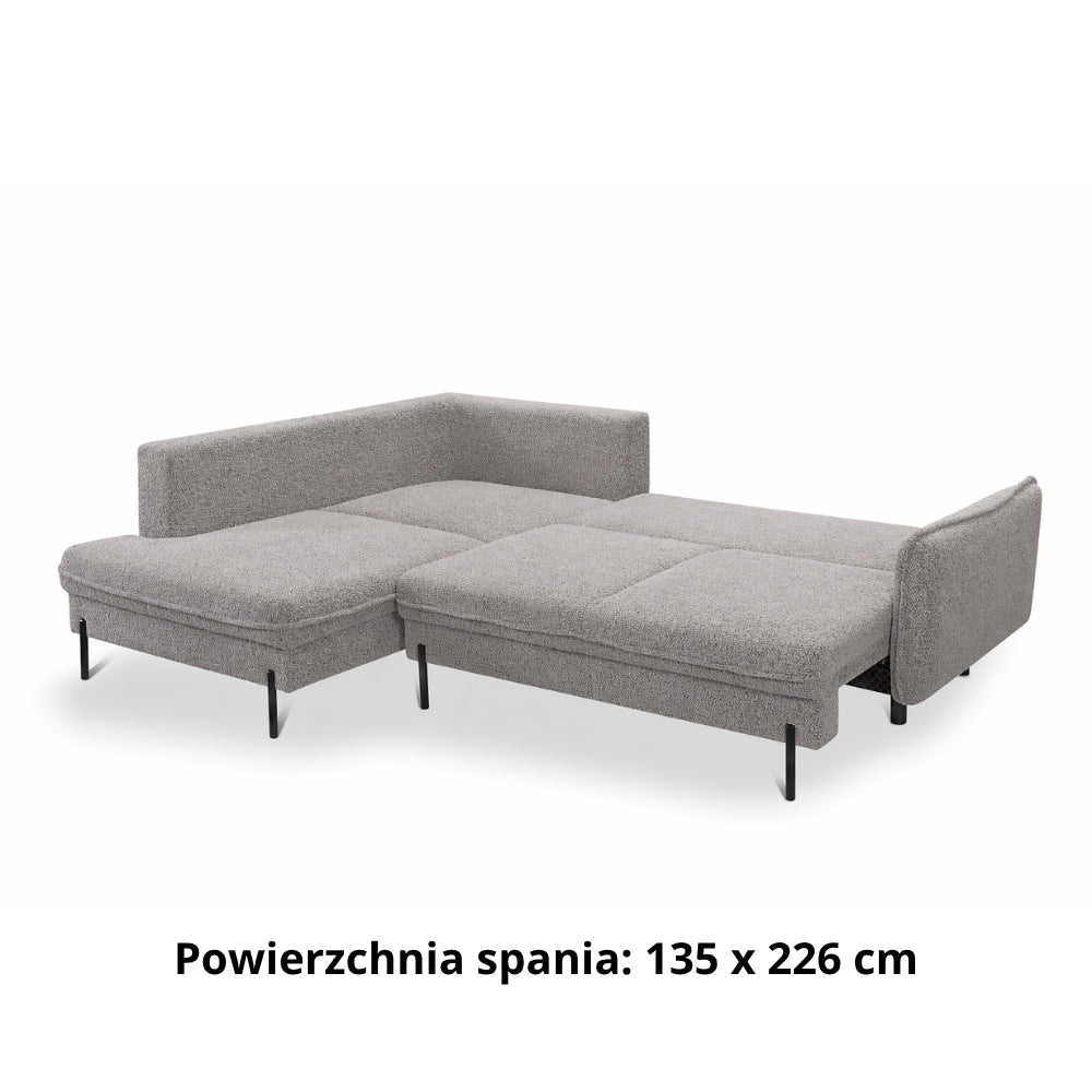 Narożnik BJORK rozkładany z pojemnikiem na metalowych nóżkach