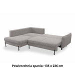 Narożnik BJORK rozkładany z pojemnikiem na metalowych nóżkach