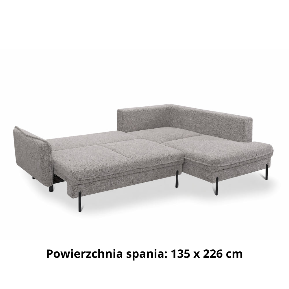 Narożnik BJORK rozkładany z pojemnikiem na metalowych nóżkach