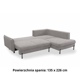 Narożnik BJORK rozkładany z pojemnikiem na metalowych nóżkach