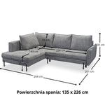 BJORK extendable corner sofa with a container on metal legs