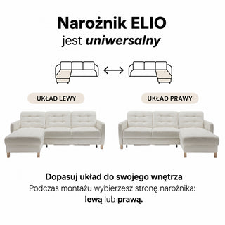 Narożnik Elio z funkcją spania i pojemnikiem na pościel