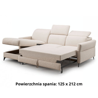 Narożnik RONDA z funkcją spania oraz pojemnikiem na pościel i ruchomymi zagłówkami