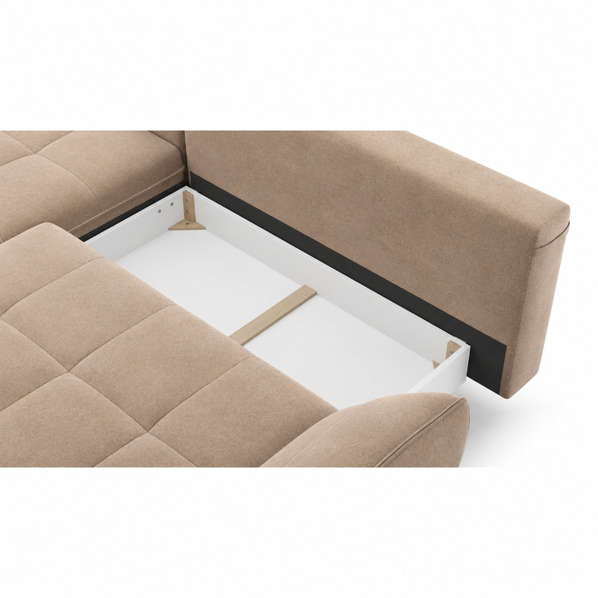 LUSH round corner sofa with sleeping function and large bedding container