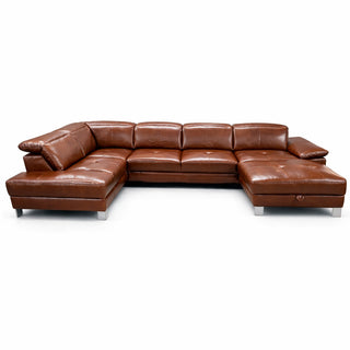 Narożnik U-kształtny skórzany MANTUA rozkładany z regulowanymi zagłówkami i pojemnikiem