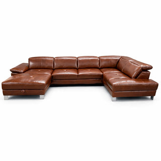 Narożnik U-kształtny skórzany MANTUA rozkładany z regulowanymi zagłówkami i pojemnikiem