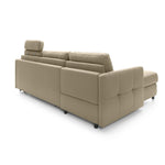 Narożnik EMA z funkcją spania codziennego stelaż włoski z materacem 120 cm i pojemnikiem na pościel