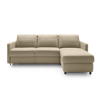 Narożnik EMA z funkcją spania codziennego stelaż włoski z materacem 120 cm i pojemnikiem na pościel