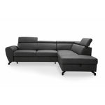 DUE corner sofa with sleeping function, storage space and movable headrests