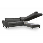 DUE corner sofa with sleeping function, storage space and movable headrests