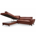 DUE corner sofa with sleeping function, storage space and movable headrests