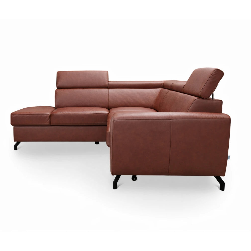 DUE corner sofa with sleeping function, storage space and movable headrests